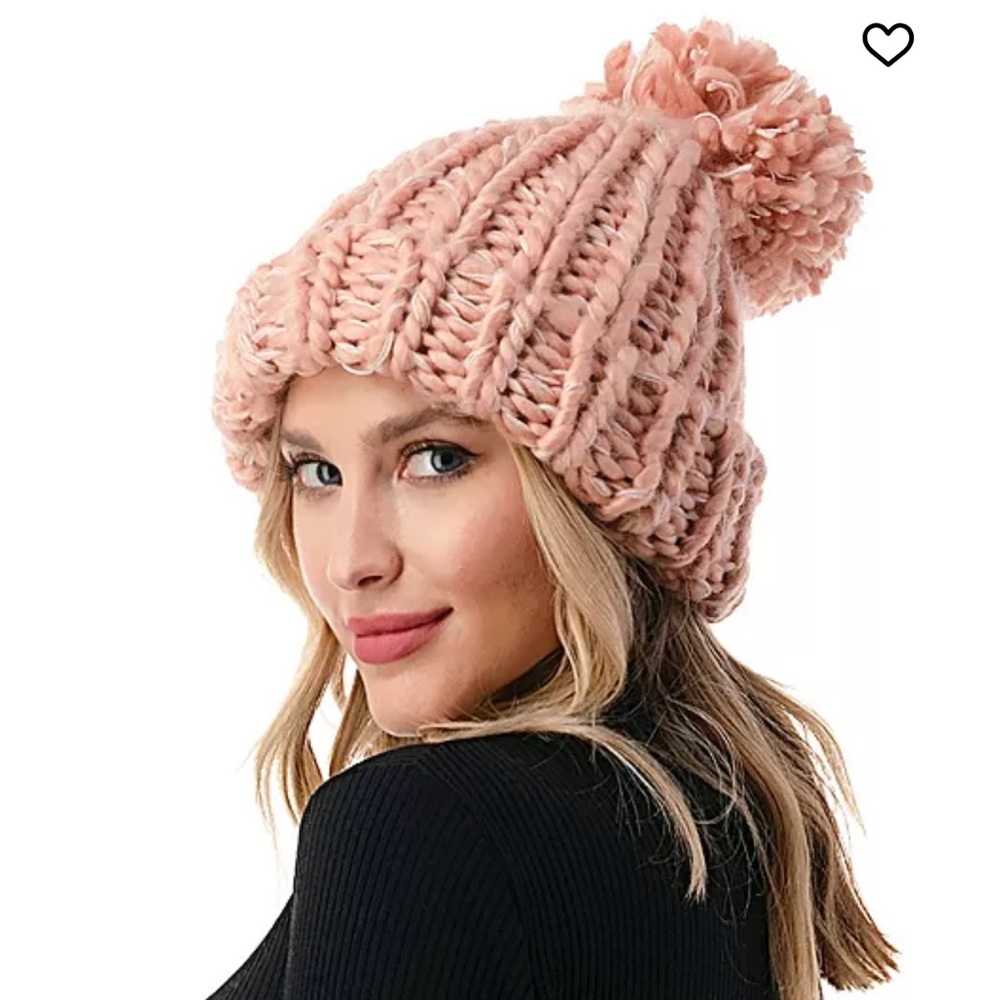 NEW Women's Marcus Adler Luxe Chunky Knit Cuffed Beanie Pink NWT - Picture 3 of 5
